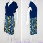 Leota NEW USA-made blue yellow dolman sleeve wrap dress, size 1L Photo 6