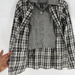 A'Nue Ligne Black‎ White Silk Gingham Layered Double Collared Shirt Size M Black Size M Photo 5