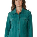 Denim & Company Aqua Leather Suede Jacket M Lined Pockets Full Button Up Fall Size M Photo 0