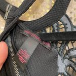 Material Girl  Black Embroidered Lace Halter Neck Flared Mini Dress, Large Photo 3