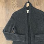 White + Warren Mini Trapeze Open Cardigan 100% Cashmere Charcoal Heather Small Gray Photo 2