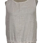 Kenar Linen Crochet Trim Tank Top White Sleeveless Women's M Summer Cruise Boho Photo 0