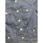 Chico's Platinum Denim Jacket Womens Large Dark Wash Military Style Button Front Photo 4