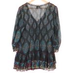 ECI New York Sheer Button Tunic Top Mini Dress Boho Y2K Ruffle Indie Size M Black Size M Photo 6