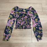 Free People Lolita Top Long Sleeve Cropped Smocked Tie Top Size XS Photo 4
