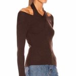 Jonathan Simkhai Leah Ribbed Cable Knit Wool Blend Sweater Chocolate Brown Size M Photo 3