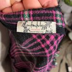 Free People  Pink Black Plaid Fringe Duster Flannel Oversized Medium Photo 3