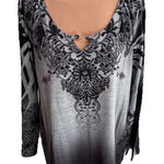 World‎ Unity Floral Sweater Top Gray Rhinestone Studded Boho Y2K Whimsigoth Size XL Photo 0