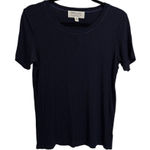 Anthropologie  T-Shirt Womens Small Navy Blue Ribbed Short Sleeve Cloth & Stone Photo 0