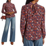 Veronica Beard  Silk Chilton Floral Tie Back Blouse Berry Multi Size 2 NWT Photo 4