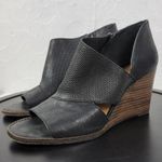 Lucky Brand  Jedrek Womens Wedge Size 11 Black Leather Open Toe Slip On Pump Heel Photo 2
