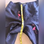 SLB Silk Lined Silk Capri Black Pants Embroidered Cropped Pink Flamingos Size 4 Photo 9