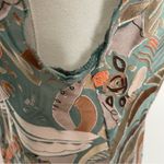 Marks & Spencer Top 100% Silk Abstract Art To Wear Floral Bird Scoop Neck Green Size L Photo 9