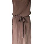 BCBGMAXAZRIA BCBGMAX Brown Silk Slip Dress with Belt Photo 1