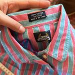 Lee VTG VERTICAL STRIPE BLUE & RED PREPPY BUTTON UP LONG SLEEVE Photo 3