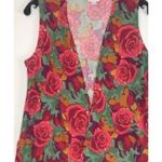 LuLaRoe New Womens  Joy Ribbed Rose Print  Kimono Flowy Sleeveless Duster - Sz XS Photo 1