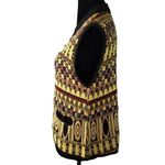 French Rags Womens Vest Multicolor Geometric Sweater Size 2 Gold Photo 3