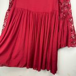 J Gee Babydoll Lace Crochet Tunic Mini Dress Sz Large Red Bell Sleeve Flowy Photo 15