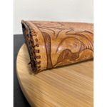 Vintage Tooled Leather Clutch Purse Floral Design Southwestern Boho Embossed Brown Photo 13