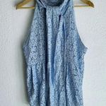 ZARA  Lace Babydoll Top Bow Sz Large Sky Blue Photo 2