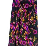 Vintage drop waist skirt in beautiful 100% silk floral design size 6 EUC Black Photo 0
