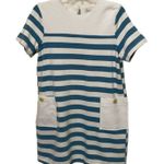 English Factory Blue Stripe Patch Pocket Shift Dress Womens Size Medium Photo 0