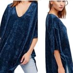 We The Free Free People Luxe Tee Blue Crushed Velvet Tunic Dress Size S Photo 2