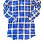 Equipment  Brett 100% silk blue white plaid tunic shirt dress size medium Photo 7