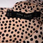 ZARA Basic Asymmetric Ruffle Blouse Size M Long Sleeve Polka Dot Pink Black Photo 2