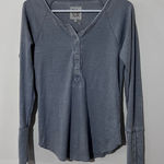 Chaser  Henley Shirt Womens Medium Grey Thermal Waffle Knit V Neck Top Sz M Bella Photo 0