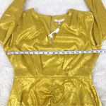 WAYF Yellow Gold Snake Print Long Sleeve Mini Dress Ruched Low Cut Large New Photo 11