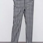 ZARA NWOT Black White Gingham Tapered Leg Trousers pants Medium womens Photo 2