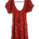 Band of the Free Red Desiree Crimson Floral Puff Sleeve Mini Dress Women Sz L Size L Photo 0