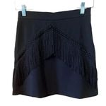 ZARA Basics: black mini skirt with fringe detail like new! Size Small Photo 0