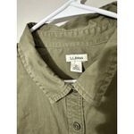 LLBean Olive Green Button Up Utility Shirt Women XL Petite Roll Tab Sleeve Photo 3