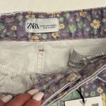 ZARA  Purple Floral Jean Shorts, Denim, Button Front, NWT, Size 2 Photo 3