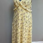Max Studio New  Maxi Dress V-Neck Floral Yellow Ruffle Trim Med Cottage Core Photo 0