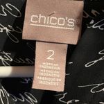 Chico's Chico’s Button Front Collared Black Long Sleeve Blouse White Words Size Large Photo 1