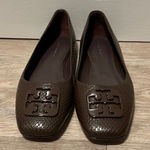 Tory Burch (NWOT) Georgia Snakeskin Ballet Flat, Chocolate Brown, Size 6.5 Photo 0