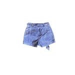 American Eagle  Blue, White and Orange Striped Shorts Photo 3