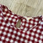 Caution to the Wind Womens Red/White Plaid Ruffle Blouse - S Photo 2