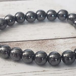 Magnetic Dark Gray Bracelet Metallic Beaded Stretch Bracelet Photo 0