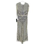 Mac Duggal  4908 Embellished Beaded Fringe Cap Sleeve Gown Platinum Gold 14 Photo 5