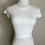 ZARA  White Cropped Top T Shirt Sz Medium Photo 0