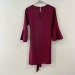 Lulus Last Love Song Burgundy Tie Waist 3/4 Bell Sleeve Dress MEDIUM Photo 6