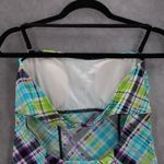Hula Honey  Green Blue Ruffle Padded Tankini Boho Y2K VTG Swim Beach Top L Large Photo 4