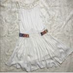 Free People  Embroidered Waist Mini Dress size M Ivory Crochet Lace Photo 4