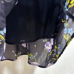 VTG Navy Blue Floral Midi Dress Fairy‎ Grunge Whimsigoth 80s 90s Short Sleeve S Photo 5