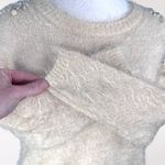 Mizumi Pearl Beaded Knit Sweater Ivory Y2K Small White Photo 6