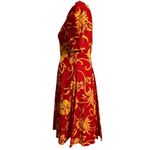 Yoshimi Fukumura Hawaiian Dress red yellow hibiscus puff sleeve size small Photo 1